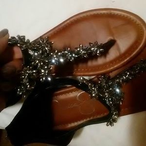 Pic can't do these bedazzled leather sandal justic